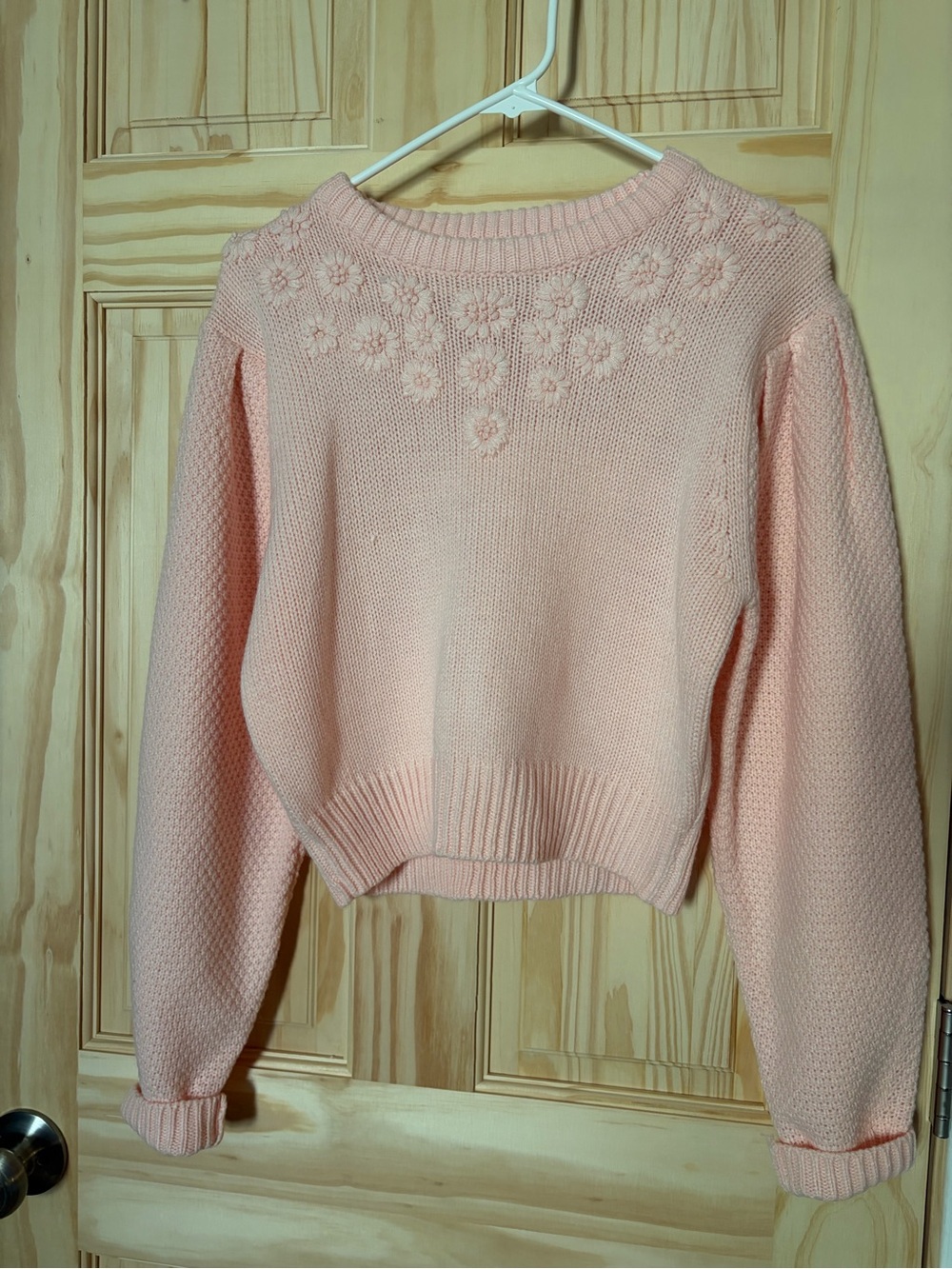 Lulu's Pastel Pink Floral Knit Crewneck Sweater
